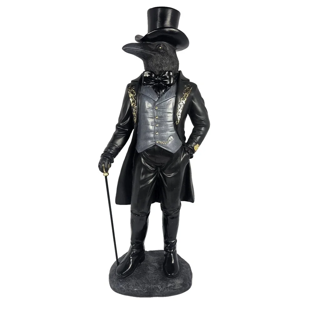 Hallow's Eve Raven Gentleman LED Light Up Eyes Halloween Figurine 20 Inch